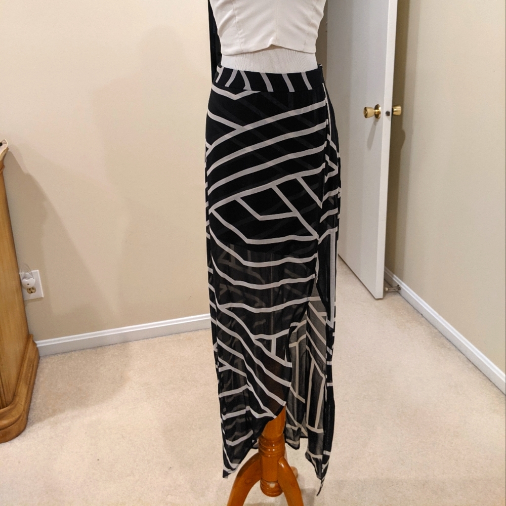 Flowy black and white Astr maxi skirt